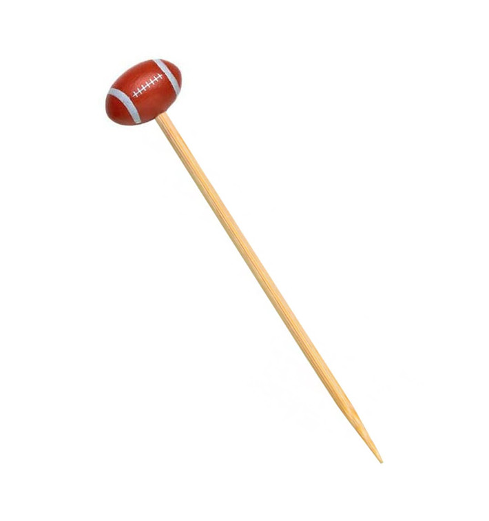 Spiedi di Bambu Decorato Rugby 120mm (1000 Pezzi) Spiedi di Bambu Decorato Rugby 120mm (1000 Pezzi)