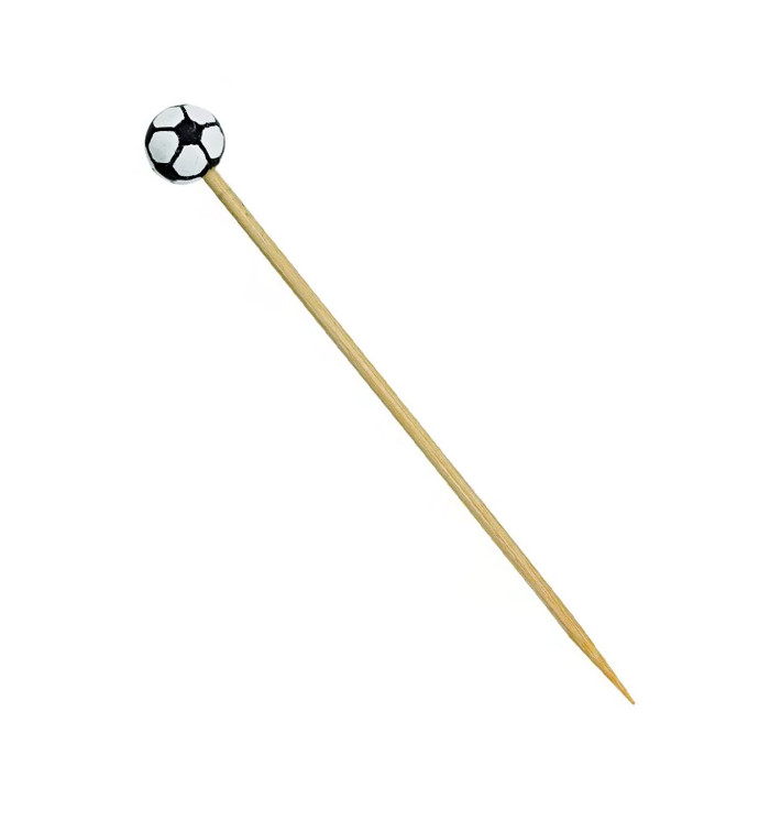 Spiedi di Bambu Decorato Calcio 120mm (1000 Pezzi) Spiedi di Bambu Decorato Calcio 120mm (1000 Pezzi)