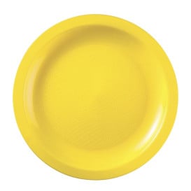 Piatto Plastica Piano Giallo Round PP Ø18,5cm (25 Pezzi)