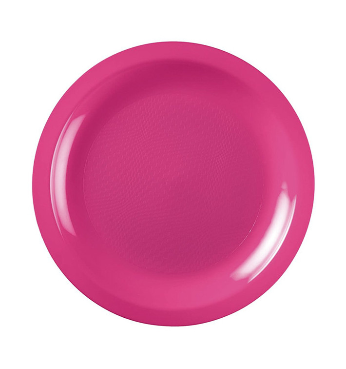 Piatto Plastica Piano Fucsia Round PP Ø185mm (600 Pezzi)