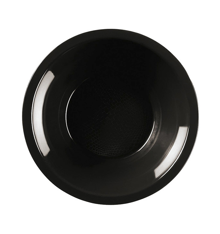 Piatto di Plastica Fondo Nero Round PP Ø195mm (50 Pezzi)