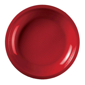 Piatto Plastica Piano Rosso Round PP Ø220mm (25 Pezzi)