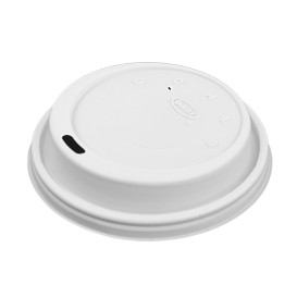 Coperchio di plastica PS "Cappuccino" Bianco Ø9,4cm (100 Pezzi)