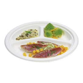 Piatto 3S in Canna da Zucchero Bianco Ø260mm (400 Pezzi)