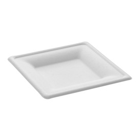 Piatto Quadrato Bianco Canna Zucchero 15x15cm (1000 Pezzi)