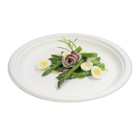 Piatto Bio in Canna da Zucchero Bianco Ø260mm (250 Pezzi)