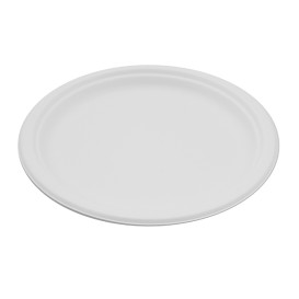 Piatto Bio in Canna da Zucchero Bianco Ø260mm (25 Pezzi)