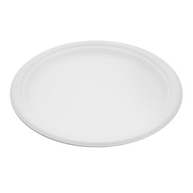 Piatto Bio in Canna da Zucchero Bianco Ø260mm (50 Pezzi)