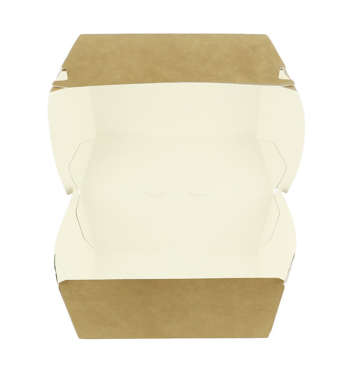 Scatola Hamburger Mega di Cartone Kraft Doppia Chiusura 15,5x15,5x10cm (200 Pezzi) Scatola Hamburger Mega di Cartone Kraft Doppia Chiusura 15,5x15,5x10cm (200 Pezzi)