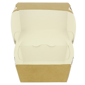 Scatola Hamburger in Cartoncino Kraft con Doppia Chiusura 11x11x7,5cm (50 Pz)