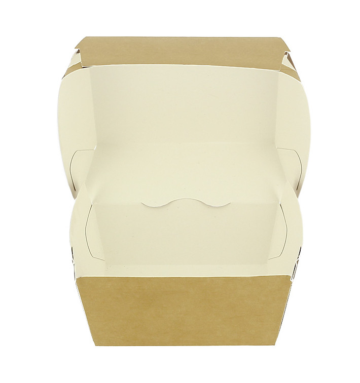 Scatola Hamburger di Cartone Kraft Doppia Chiusura 11x11x7,5cm (450 Pezzi) Scatola Hamburger di Cartone Kraft Doppia Chiusura 11x11x7,5cm (450 Pezzi)