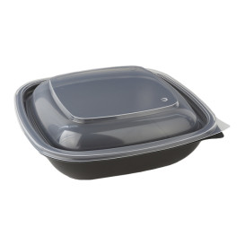 Coperchio per Contenitori di Plastico Nero e Crema16,5x16,5x1cm (50 Pezzi)