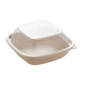 Coperchio per Contenitori di Plastico Nero e Crema 16,5x16,5x4cm (50 Pezzi)