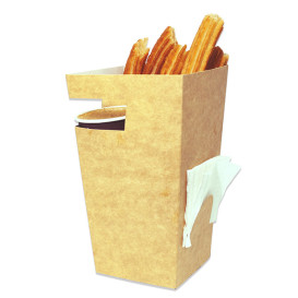 Scatola in Carta Churros al Cioccolato Kraft 78x78x179mm (500 Uds)