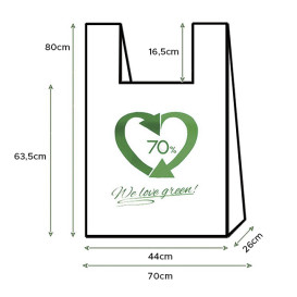 Sacchetto di Plastica Canottiera 70% Riciclato 70x80cm 50µm (50 Pezzi)