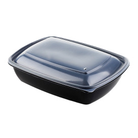 Coperchio per Contenitori di Plastico Nero e Crema 23x16,5cm (75 Pezzi)