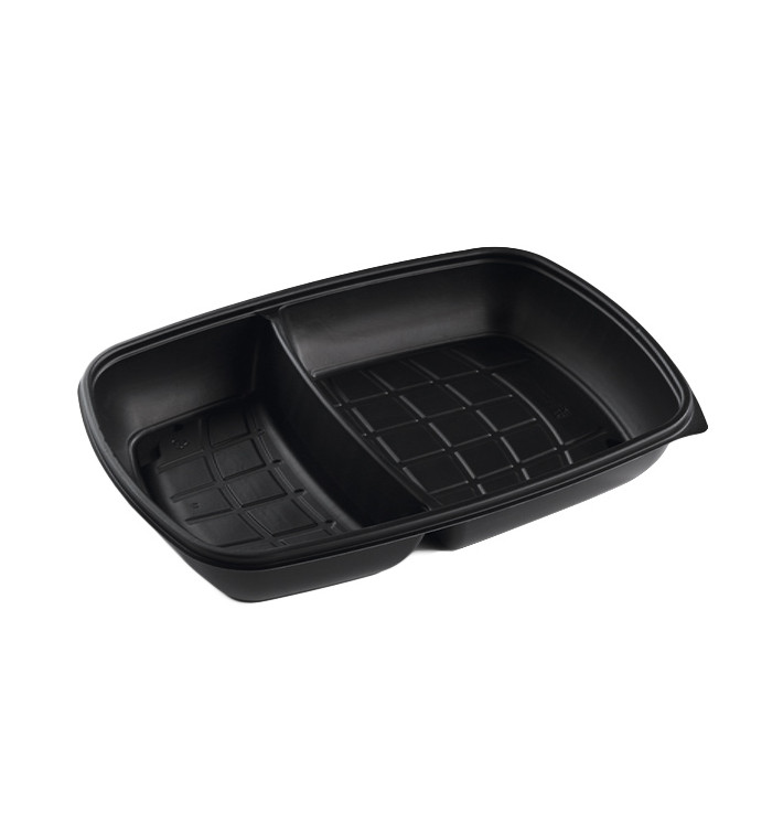 Contenitori di Plastica PP Nero 2S 1300ml 28x20x4cm (50 Pezzi) Contenitori di Plastica PP Nero 2S 1300ml 28x20x4cm (50 Pezzi)