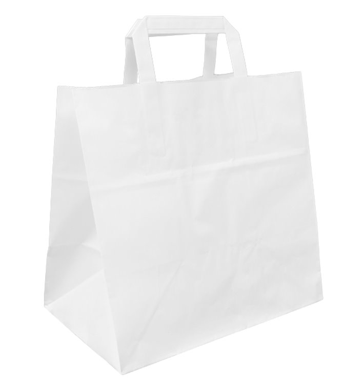 Buste Shopper in Carta Bianca 70g/m² 26+18x26cm (50 Pezzi) Buste Shopper in Carta Bianca 70g/m² 26+18x26cm (50 Pezzi)