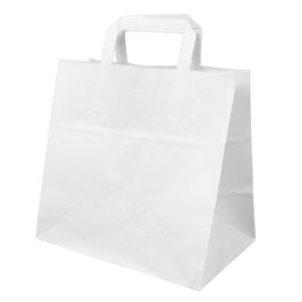 Buste Shopper in Carta Bianca 70g/m² 26+18x26cm (50 Pezzi)