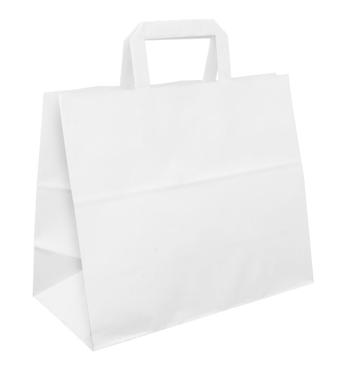 Buste Shopper in Carta Bianca 70g/m² 32+22x26cm (250 Pezzi) Buste Shopper in Carta Bianca 70g/m² 32+22x26cm (250 Pezzi)
