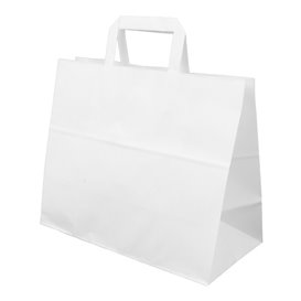 Buste Shopper in Carta Bianca 80g/m² 32+22x26cm (50 Pezzi)