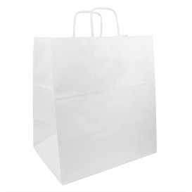 Buste Shopper in Carta Bianca 100g/m² 36+24x39cm (50 Pezzi)