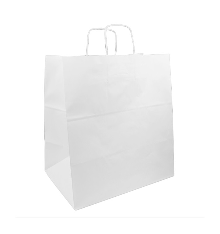 Buste Shopper in Carta Bianca 100g/m² 36+24x39cm (50 Pezzi) Buste Shopper in Carta Bianca 100g/m² 36+24x39cm (50 Pezzi)