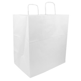 Buste Shopper in Carta Bianca 100g/m² 36+24x39cm (50 Pezzi)