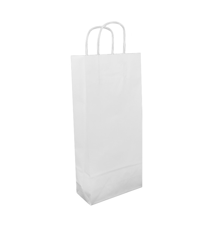 Sacchetti per bottiglie Carta Bianca 18+8x39cm (50 Pezzi)