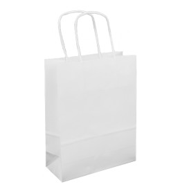 Buste Shopper in Carta Bianca 100g/m² 18x8x24cm (300 Pezzi)