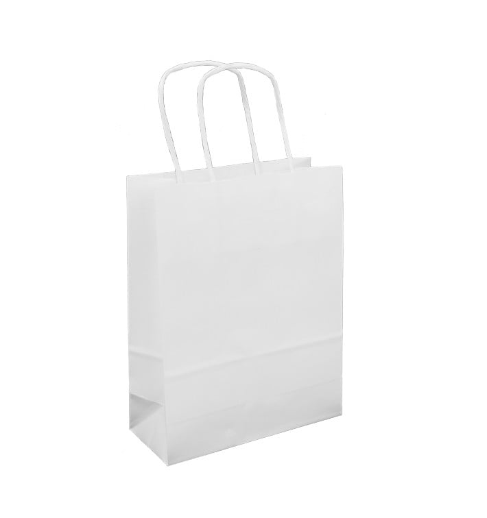 Buste Shopper in Carta Bianca 100g/m² 18x8x24cm (300 Pezzi) Buste Shopper in Carta Bianca 100g/m² 18x8x24cm (300 Pezzi)