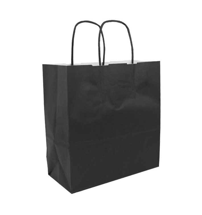 Buste Shopper in Carta Nero 100g/m² 22+9x23cm (250 Pezzi)