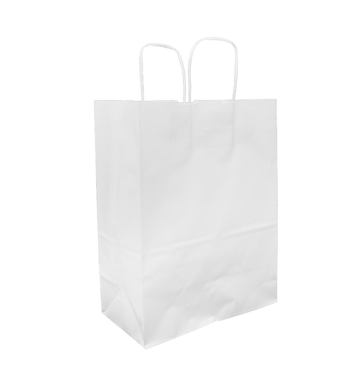 Buste Shopper in Carta Bianca 100g/m² 25+13x33cm (200 Pezzi) Buste Shopper in Carta Bianca 100g/m² 25+13x33cm (200 Pezzi)