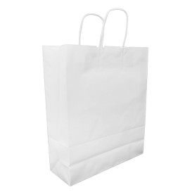 Buste Shopper in Carta Bianca 100g/m² 32+12x41cm (25 Pezzi)