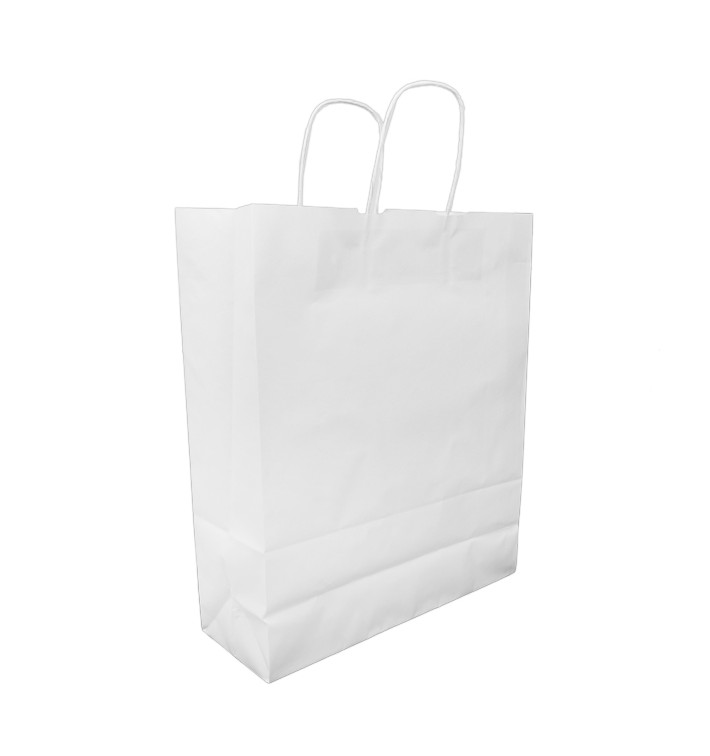 Buste Shopper in Carta Bianca 100g/m² 32+12x41cm (200 Pezzi) Buste Shopper in Carta Bianca 100g/m² 32+12x41cm (200 Pezzi)