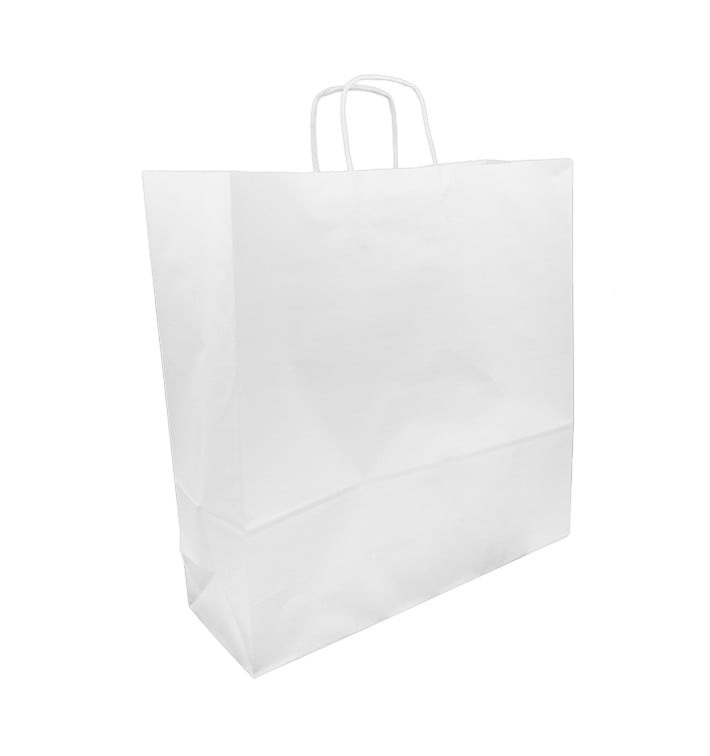 Buste Shopper in Carta Bianca 100g/m² 44+15x46cm (25 Pezzi) Buste Shopper in Carta Bianca 100g/m² 44+15x46cm (25 Pezzi)