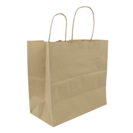 Buste Shopper in Carta Marrone 100g/m² 27+14x26cm (25 Pezzi)