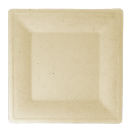 Piatto Quadrato Canna Zucchero Natural 200x200mm (50 Pezzi)