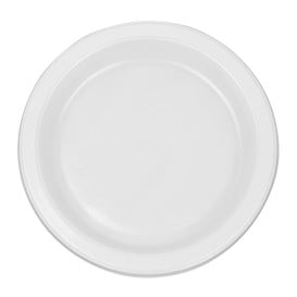 Piatto Piano Riutilizzabile Economico PS Bianco Ø17cm (25 Pezzi)