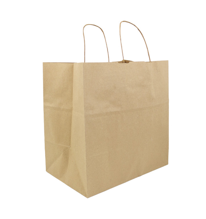 Buste Shopper in Carta Hawanna 100g/m² 32+20x32cm (200 Pezzi)