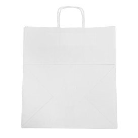 Buste Shopper in Carta Bianca 100g/m² 36+24x39cm (50 Pezzi)