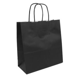 Buste Shopper in Carta Nero 100g/m² 22+9x23cm (250 Pezzi)