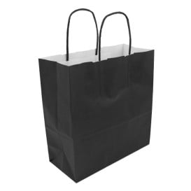 Buste Shopper in Carta Nero 100g/m² 22+9x23cm (250 Pezzi)