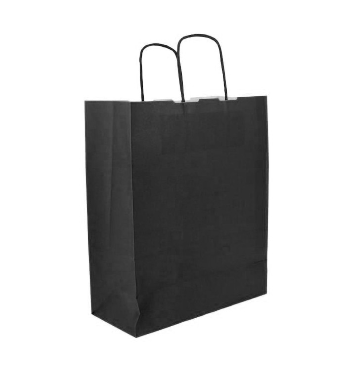 Buste Shopper in Carta Nero 100g/m² 25+11x31cm (25 Pezzi)