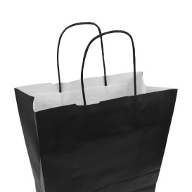 Buste Shopper in Carta Nero 100g/m² 25+11x31cm (25 Pezzi)