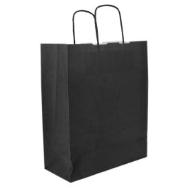 Buste Shopper in Carta Nero100g/m² 25+11x31cm (250 Pezzi)