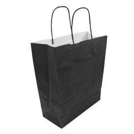 Buste Shopper in Carta Nero100g/m² 25+11x31cm (250 Pezzi)