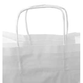 Buste Shopper in Carta Bianca 100g/m² 36+24x39cm (50 Pezzi)