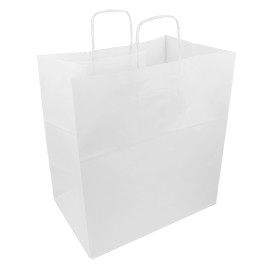 Buste Shopper in Carta Bianca 100g/m² 36+24x39cm (200 Pezzi)