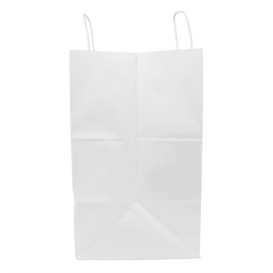 Buste Shopper in Carta Bianca 100g/m² 36+24x39cm (50 Pezzi)